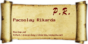 Pacsolay Rikarda névjegykártya